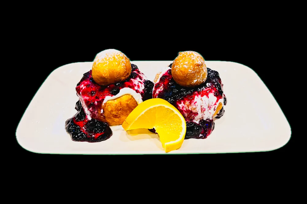 Romanian doughnuts with blueberry jam