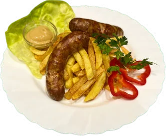 Cârnați de casă cu cartofi prăjiți – Restaurant Donaudelta Viena