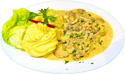 Escalop din piept de pui în sos de ciuperci – Restaurant Donaudelta Viena