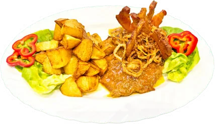 Friptură țigănească cu cartofi aurii – Restaurant Donaudelta Viena
