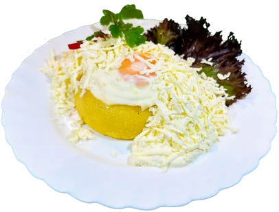 Mămăliguță cu brânză, smântână și ou – Restaurant Donaudelta Viena